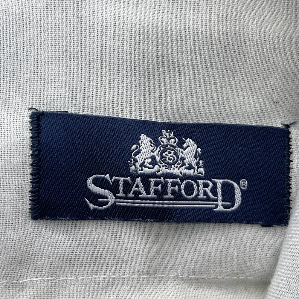 Vintage Stafford Dress Pants Mens 38x32* 100% Wool Blue Plaid Office Trouser 90s
